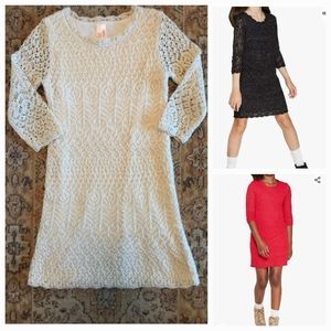 Cat & Jack Crocheted Knit Lace Holiday Winter Sweater Dress Size L (10-12)